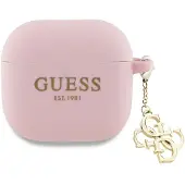 GUESS Gua4Lecg4P Airpods 4 Cover Różowy/Pink Silicone 4G Charm