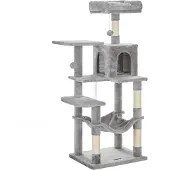 Feandrea Griffoir Pour Chat, Maison Pour Chat Avec Hamac, 143 Cm, Gris Clair Pct161W01 Lumarko !