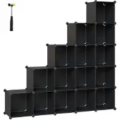 Songmics Armoire à chaussures modulable, Noir / 125 x 31 x 125 cm