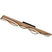 Briloner Vinka Plafonnier LED Vintage,Reproduction bois, forme ondulée, 2 flammes, ON/OFF, noir-bois, 98 x 11 x 13,5 cm