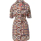 Comma Robe-chemise beige / bleu clair / rouge / noir