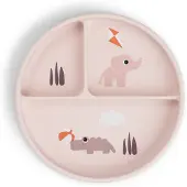 Done by Deer Stick&stay Compartment Playground Plate Rose