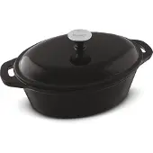 Lamart LT1210 Pot, couche intérieure et extérieure émaillée résistante à l'abrasion et à la fissuration, résistant aux hautes températures jusqu'à 280°C, fonte, noir, volume : 3,6 L
