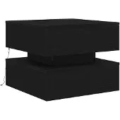 vidaXL Table basse avec lampes LED noir aspect chêne 50x50x40 cm