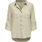 ONLY Yasmin Caro Long Sleeve Shirt Beige L Femme