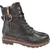 Remonte - Bottes plates pour femmes, modèle à lacets, couleur noire, style décontracté