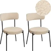 Beliani Ensemble de 2 chaises de salle à manger beige clair en acier bouclé pieds noirs sans accoudoirs meubles de salle à manger de style moderne
