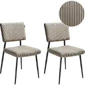 Beliani Ensemble de 2 chaises de salle à manger taupe rembourrées en velours côtelé sans accoudoirs salle à manger moderne cuisine style rétro