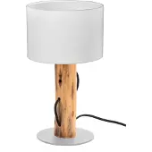 Nowa Lampe de table, bois brun, abat-jour blanc, E14, H 32 cm