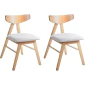 Beliani Lot de 2 chaises de salle à manger marron clair et gris clair polyester caoutchouc structure en bois siège rembourré salle à manger cuisine