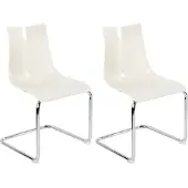 Beliani Lot de 2 chaises de salle à manger assise en plastique blanc crème pieds luge en métal style moderne cuisine salle à manger
