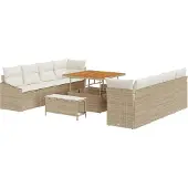 vidaXL Ensemble de salon de jardin , 11 pièces, 10 places, beige et crème