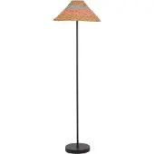 Beliani Lampadaire noir et beige abat-jour en corde de papier rose et bleu base métallique salon chambre à coucher éclairage