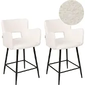 Beliani Ensemble de 2 chaises de bar Sanilac Lumarko blanc bouclé
