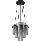 Globo Lustre, 5 flammes, tiges de verre fumé, noir, D 40 cm