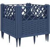 vidaXL Jardinière avec piquets bleu gris 43,5x43,5x43,5 cm PP