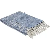 Beliani Couverture Tilmi Coton 130 X 160 Cm Bleu