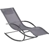 Beliani Chaise longue de jardin, assise et dossier en maille grise avec appui-tête, structure en acier, style moderne