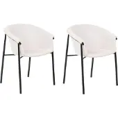 Beliani Lot de 2 chaises de salle à manger en tissu beige ronde design moderne et contemporain