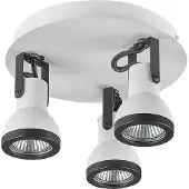 Beliani Plafonnier métal blanc et noir avec 3 ampoules bras orientable abat-jour conique spot lumineux rond