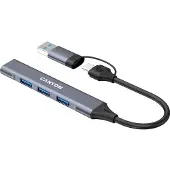 Canyon DS-02, Hub USB-C, 4 ports, 3xUSB 2.0 480Mbps, 1xUSB 3.0, 5Gbps, adaptateur USB-C/USB-A, gris