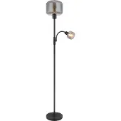 Globo Lighting Lampadaire noir Giuseppe verre de fumée