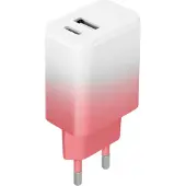 Setty Chargeur mural USB-C 20 W pour recharger les téléphones portables, blanc et rose, rapide