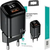 Usams ad. Siec. 1Xusb-C+1Xusb T46 33W(seulement la tête) Pd3.0 +Qc3.0 Chargement rapide Czarny/Noir Cc152Tc01 (Us-Cc152)