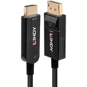 Lindy Hdmi/displayport 20 M Fiber Optic Cable Noir