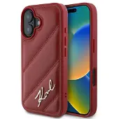 Karl Lagerfeld KLHCP16SPQDSMGR iPhone 16 6.1" czerwony/red hardcase Diagonal Quilted Script (Apple iPhone 16), Coque pour téléphone portable, Rouge