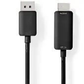 Nedis Displayport cable - DisplayPort male - HDMI male - 4K@60Hz - Nickelé - 2,00 m - Rond - PVC - Noir - Boîte