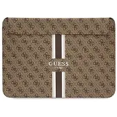GUESS Housse d'ordinateur PU 4G avec bandes imprimées, 16 pouces, Marron (16", Universel), Sac pour notebook, Marron