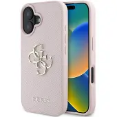 GUESS Pu Grained 4g Metal Logo Iphone 16 Phone Case Rose
