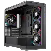 Einarex EXCS-ZM-800R-B, Midi Tower, PC, Noir, ATX, Micro ATX, Mini-ITX, Verre trempé, Gaming