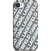 Karl Lagerfeld Coque argentée pour iPhone 16e avec logo répété