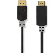 Nedis Displayport cable - DisplayPort mâle - HDMI mâle - 4K@30Hz - plaqué or - 3,00 m - rond - PVC - anthracite - boîte