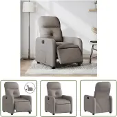 The Living Store Fauteuil relax électrique Tissu Taupe