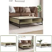 DKD Home Decor Table basse chêne Sonoma 100x100x30 cm bois composite et métal