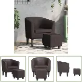 The Living Store Fauteuil club avec repose-pieds Marron Similicuir