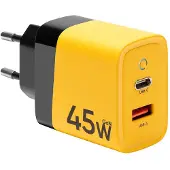 Tactical , GaN bloc d'alimentation USB + USB-C 45W Microgrid, noir / jaune