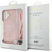 GUESS Crossbody Cord Script Magsafe Case pour Iphone 16 - Rose