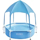 Intex Steel Ø Round Frame Above Ground Pool With Canopy 183cm Bleu 700 Liters
