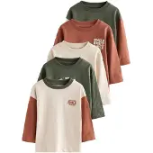 Next T-Shirt beige / cognac / vert foncé