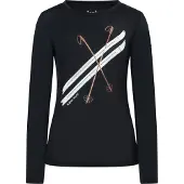 Super.natural Femmes, T-shirt fonctionnel, Femmes Kryssede Ski L/S (XS), Noir, Blanc, Cuivre