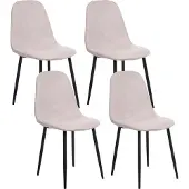 Beliani Chaises de salle à manger (lot de 4) Beige Tissu Rembourré avec pieds noirs Sans accoudoirs Modernes Chaises rembourrées Chaises de cuisine Salle à manger Cuisine
