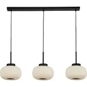 Searchlight Lumina suspension à 3 flammes noir abat-jour en verre blanc strié E27
