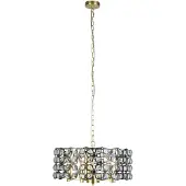 Searchlight Pendentif Iris 5Lt - Laiton, métal noir et cristal