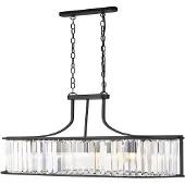 Searchlight Victoria Suspension ovale à 5 flammes, noir mat avec verre cristal