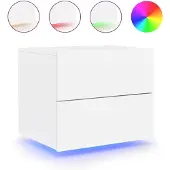 vidaXL Table de chevet murale avec lumières LED blanc