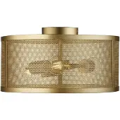 Searchlight Fishnet plafonnier à 3 flammes rond 45cm or mat
